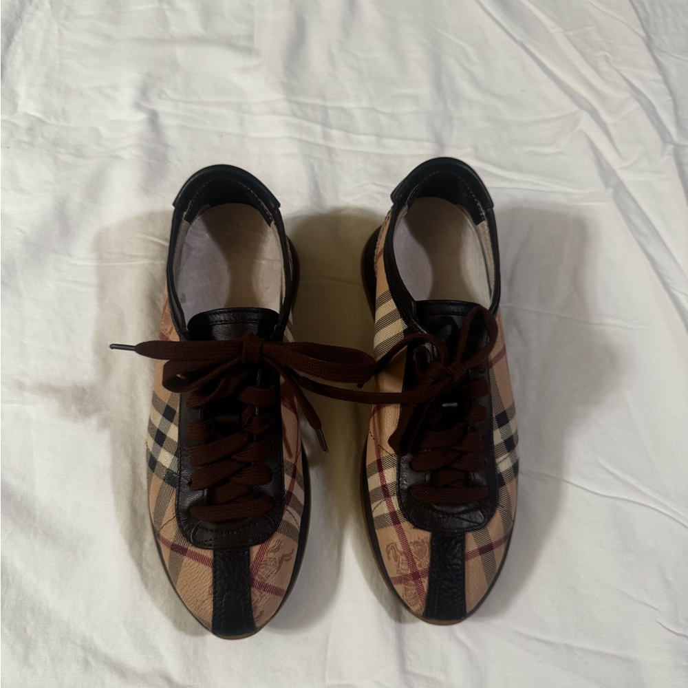 Burberry Checkered Sneakers with Brown and Black Details